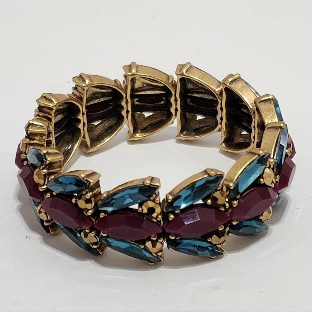 J.‎ Crew teal and magenta jeweled stretch bracelet